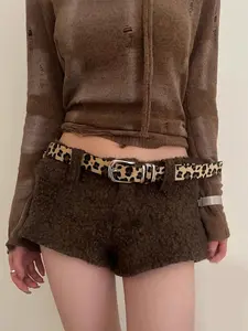 Fashion Leopard Pattern PU Buckle Belt, Casual Waistband for Jeans Trousers, Trendy All-match & Exquisite Belt for Birthday Gift, Street Style Belt