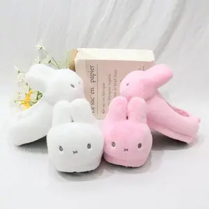 Miffy Bunny Plush Slippers Winter Warm Cute Cartoon Rabbit Soft Color Indoor Ladies Plush Slides Comfortable Warm Slippers