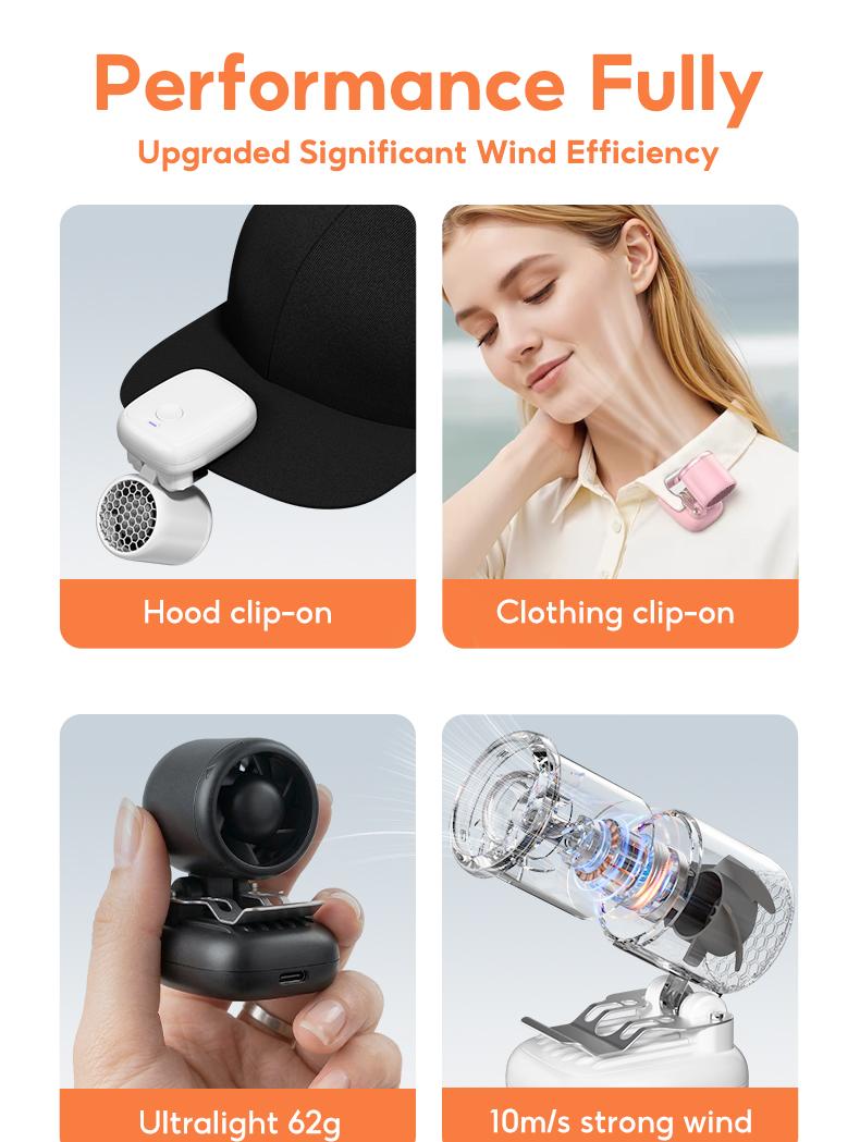Yodevoe USB rechargeable handheld fan, portable cooling fan, 90° adjustable clip-on fan, mini and compact, suitable for outdoor sports and travel.