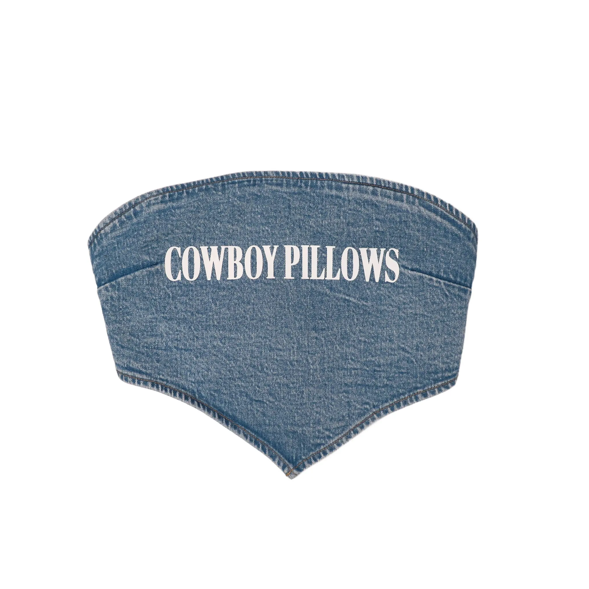 Denim WHITE Cowboy Pillows Tie Top Denim WHITE Cowboy Pillows Tie Top