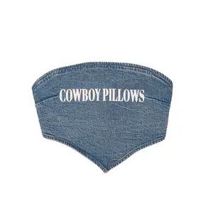 Denim WHITE Cowboy Pillows Tie Top