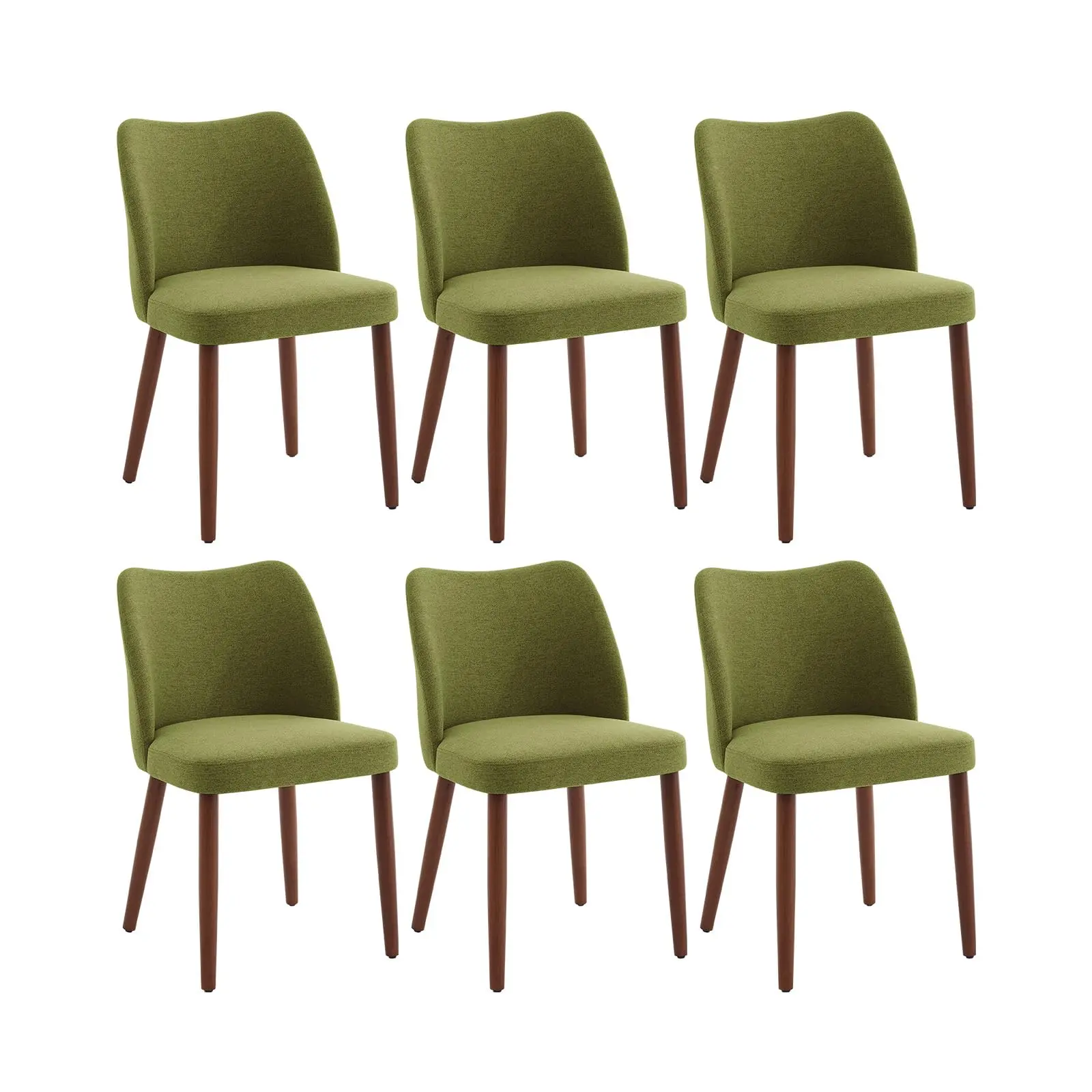 Garvee Modern Dining Chair Set of 6 with Wing Backrest, Upholstered Fabric Seats & Wood Legs, Plush Thick Cushioning and Leveling Feet for Dining Room, Kitchen, Living Room