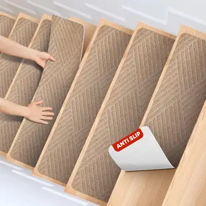 8 X 30inches, 15 in Pack, Non-Slip Carpet Stair Treads Non-Skid Safety Rug Slip Resistant Indoor Runner for  Elders and Pets with  Adhesive, Cornstalk Weave