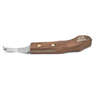 Equine Care Ultra-Sharp J2 Steel Right-Handed Hoof Knife for Horses & Livestock with Ergonomic Wooden Handle