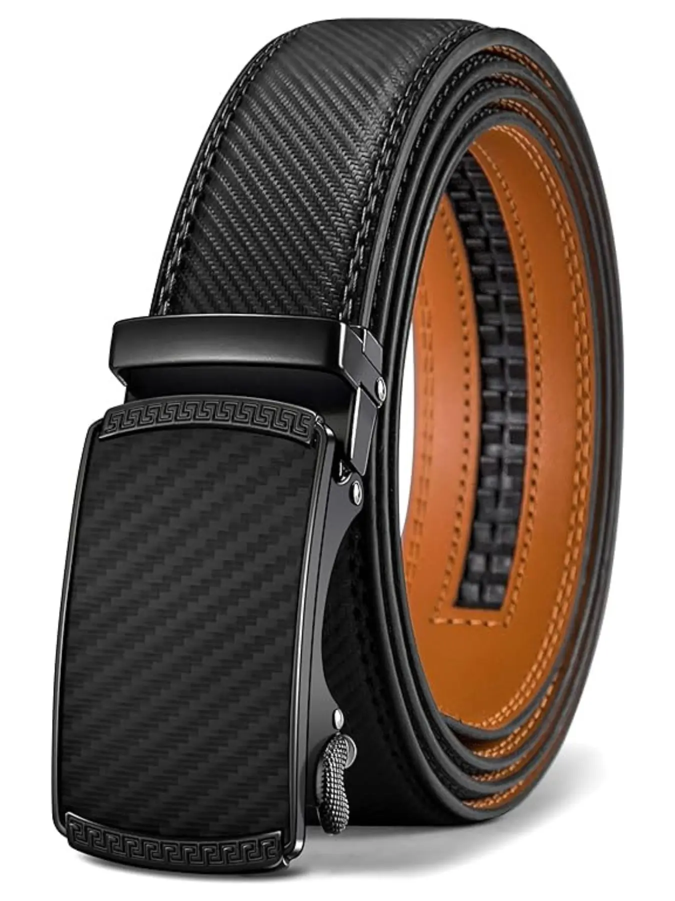 Mens Belt Leather Adjustable Ratchet Belt - Customizable Fit, Effortless Casual Belt Style (35mm) Belts Men Leather Buckle Belt