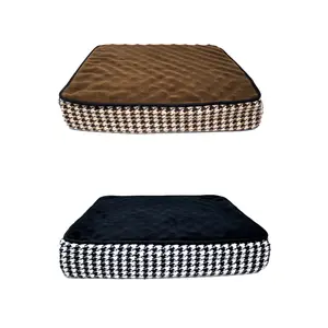Washable Dog Crate Bed - Deluxe Plush Dog Beds - Mattress for Pet Comfort - Fleece & Jacquard - All Seasons Bed Pet Sleeping Mattress