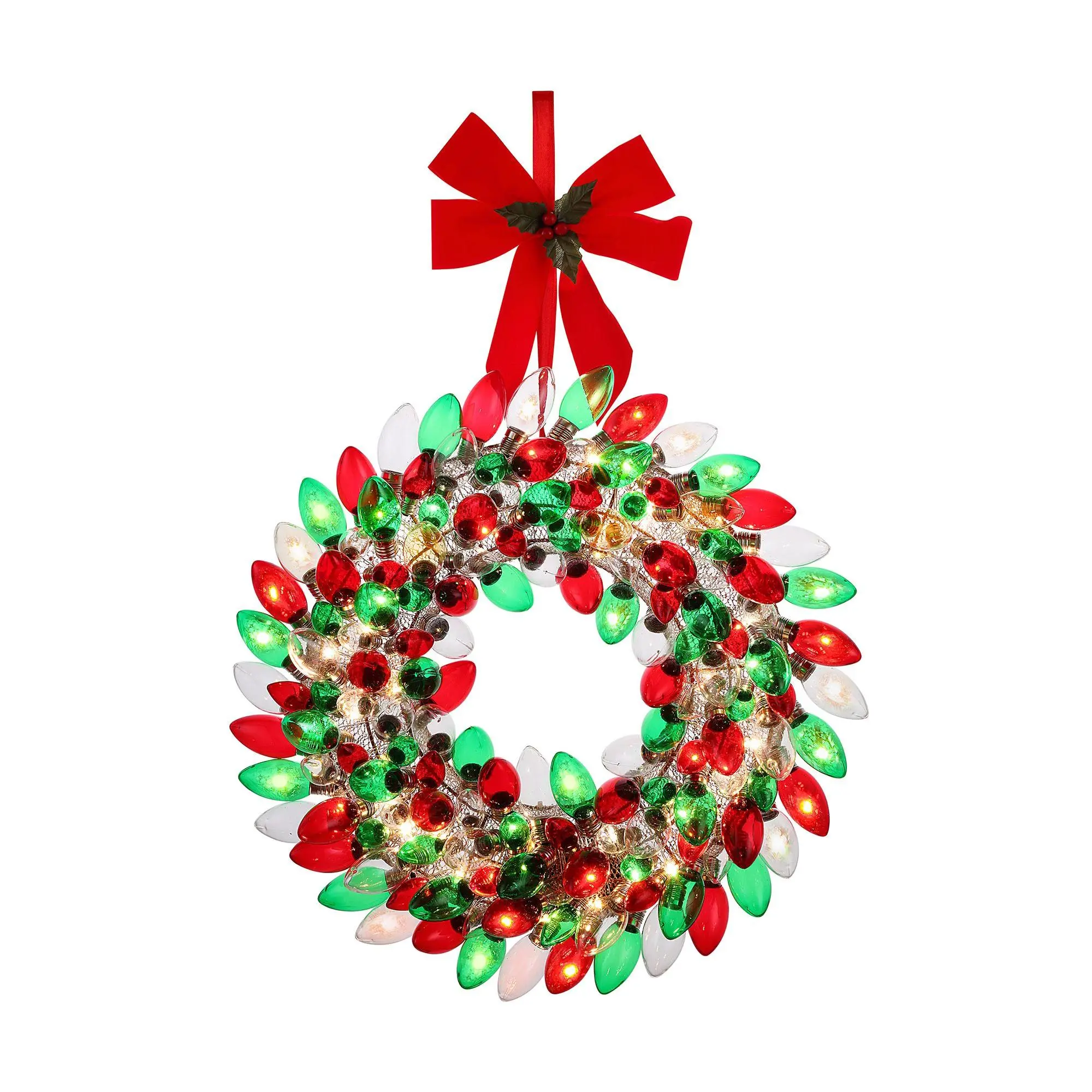 Mr. Christmas 17" Retro C9 Bulb Wreath - Red & Green