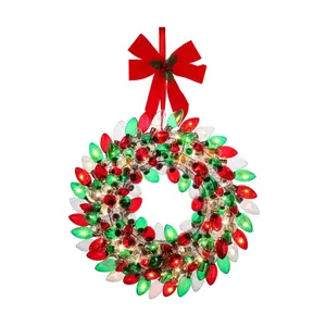 Mr. Christmas 17" Retro C9 Bulb Wreath - Red & Green Mr. Christmas 17" Retro C9 Bulb Wreath - Red & Green
