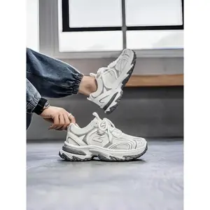 Men's Dad Shoes Fall New Breathable Mesh Athletic Sneakers, Trendy Versatile Thick Sole Height Increasing Casual Sports Shoes