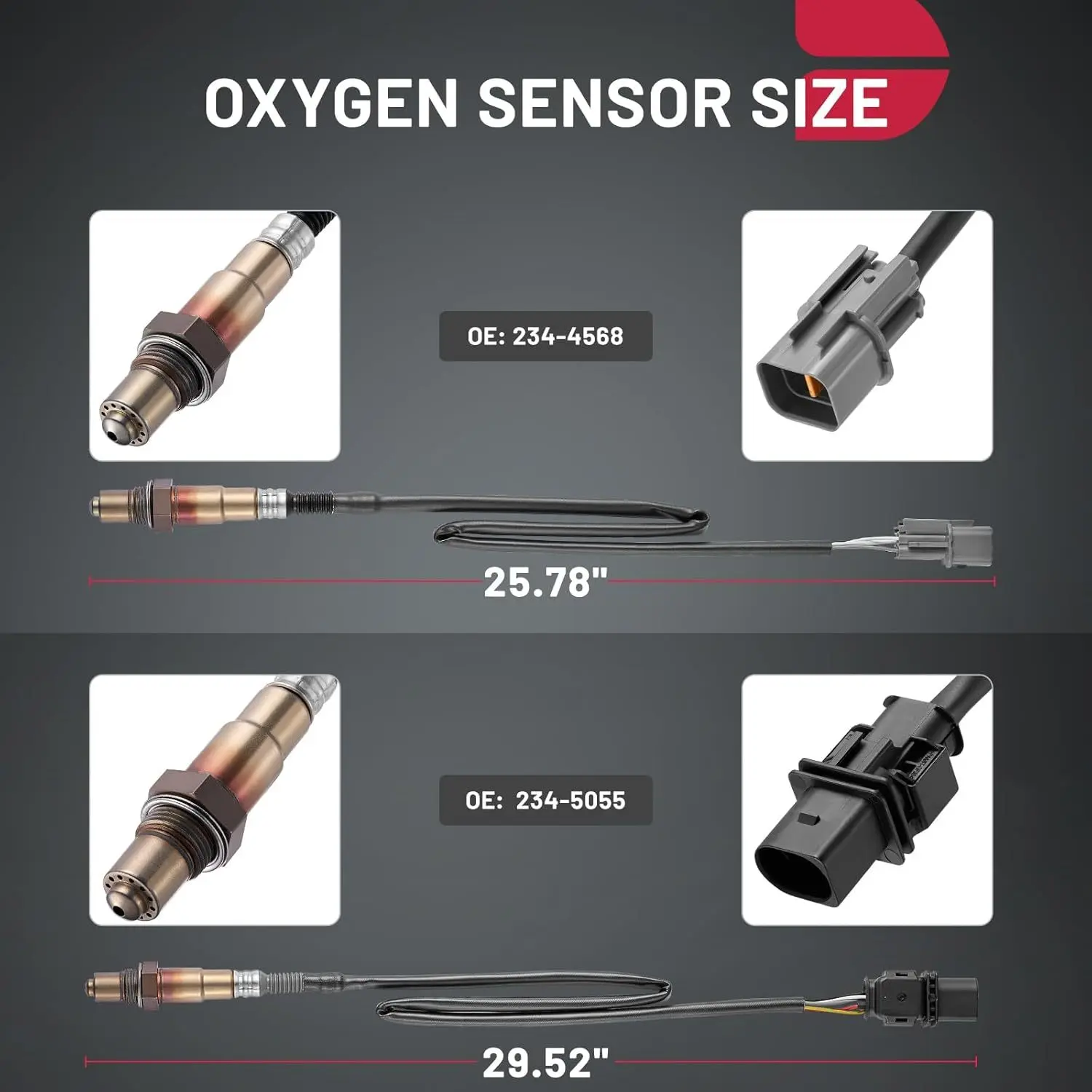 OE 2pcs Oxygen Sensor Upstream Downstream O2, Compatible with 2012-2018 for KIA Rio Soul 54.1oz, 2012-2017 for HYUNDAI Accent Veloster 54.1oz, 234-4568 Replacement 1pc + 234-5055 Replacement 1pc
