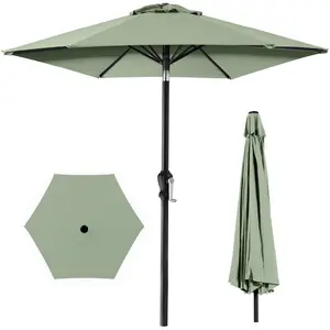 Best Choice Products 10ft Outdoor Steel Market Patio Umbrella w/ Crank, Tilt Push Button, 6 Ribs