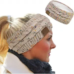 Womens Ear Warmers Headbands Winter Warm Fuzzy Cable Knit Head Wrap Fleece Lined Gifts