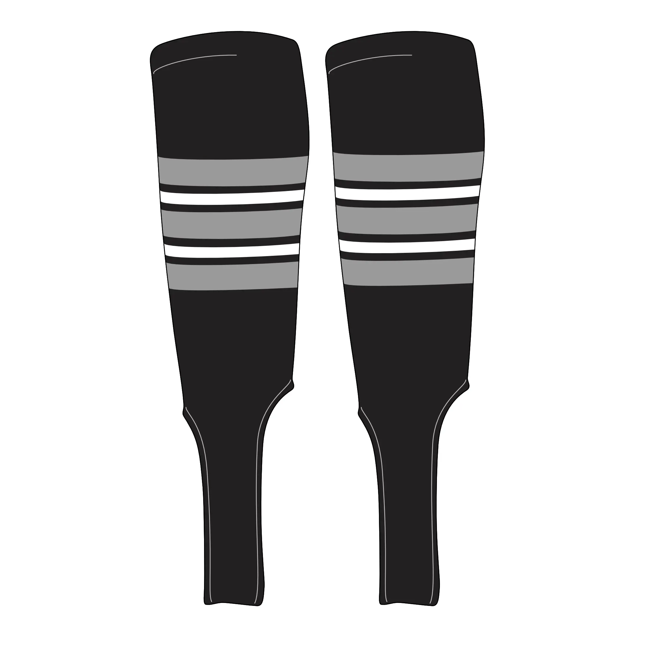 MK Socks Traditional Baseball Stirrups Pattern E-7 Black, Silver, White