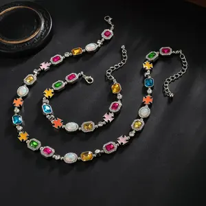 Colorful CZ Cross Bracelet Luxury Minimalist Punk Rock Jewelry for Boys Gift High-End Fashion Accessories Trending