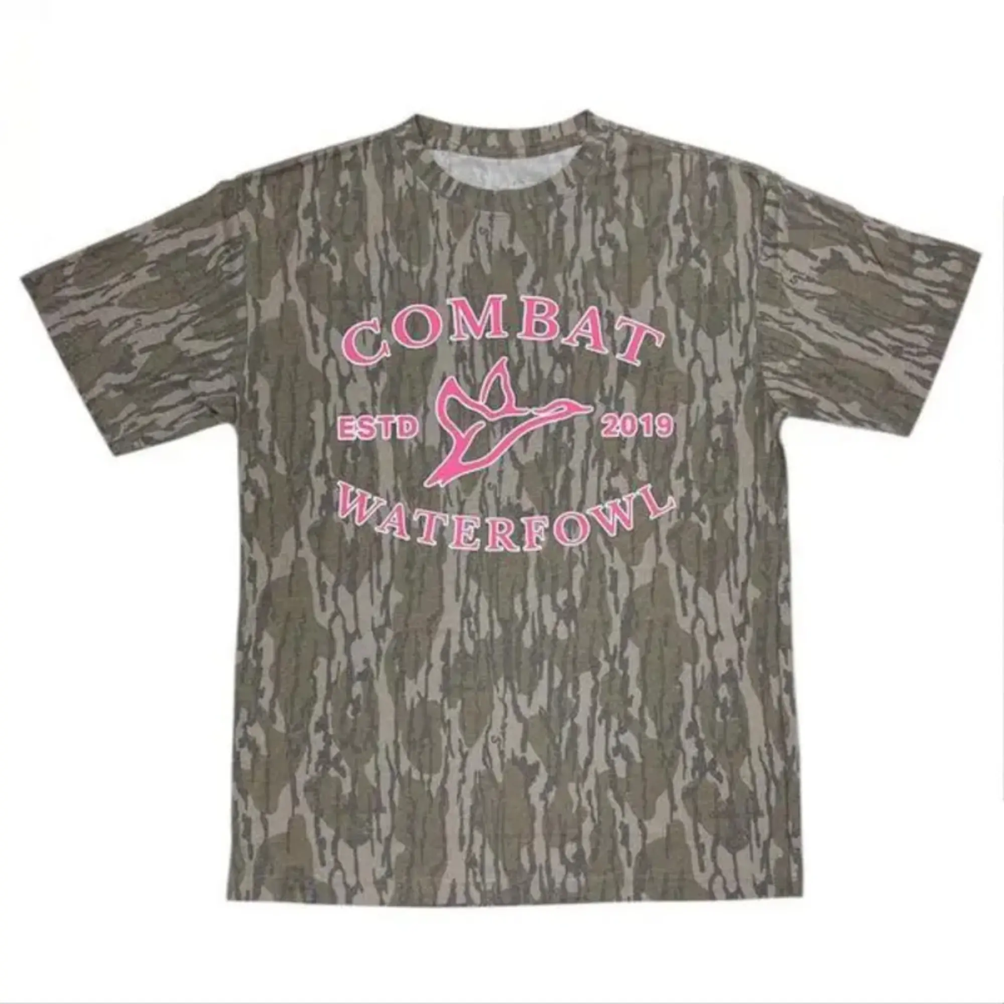 Pinky Combat Waterfowl Vintage Mossy Oak Bottomland Camo T-Shirt, Woodland Camouflage Hunting Shirt, Unisex utdoor Apparel, Fishing Camping Casual Top