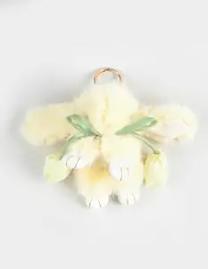 FULL TILT  Womens Plush Bunny Bag Charm, Butter