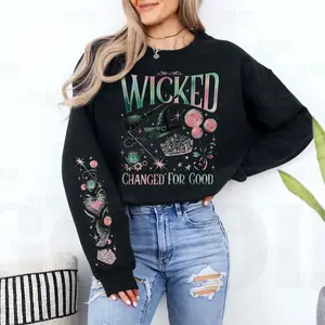 Wicked Movie Sweater Hoodie, Witch Pink Green Sweatshirt, Changed For Good Graphic Shirt, Musical Movie Fan Gift