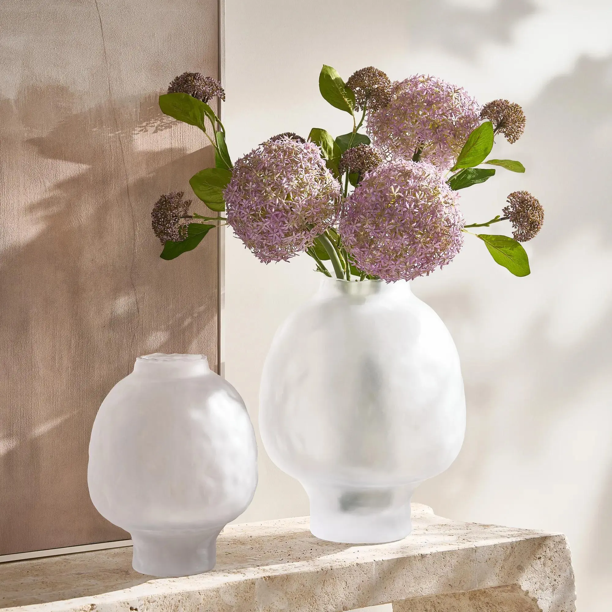 Z Gallerie Frost Glass Pedestal Vase, Light Luminous Decor Piece for Table Decor Home Decorative Vase Luxurious Centerpieces Vases Matte
