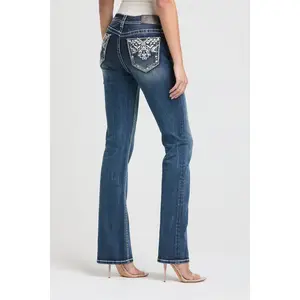 Aztec Embroidery Bootcut Jeans