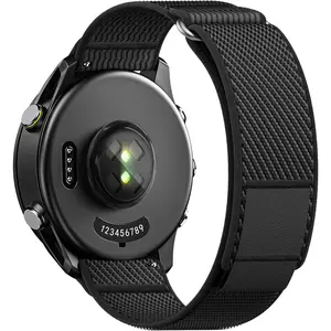 Nylon Watch Band Compatible with Garmin Vivoactive 5/6/3/Forerunner 245/165/55, 20mm Quick Release Watch Band for Venu 2 Plus/Venu Sq/Sq 2 for Men(Black/Grey, L)