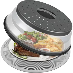 10-Inch Microwave Food Cover & Collapsible Silicone Mat – Splatter Guard, Plate Holder & Kitchen Too