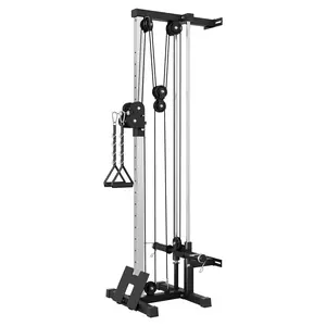 Wall Mounted Cable Machine with 19 Adjustable Heights, 400LB Heavy Duty Dual Pulley System for Home Gym, Compact Space-Saving Station with 2200LB Tensile Strength Cable, Fits 1" & 2" Weight Plates for Full Body Workout
