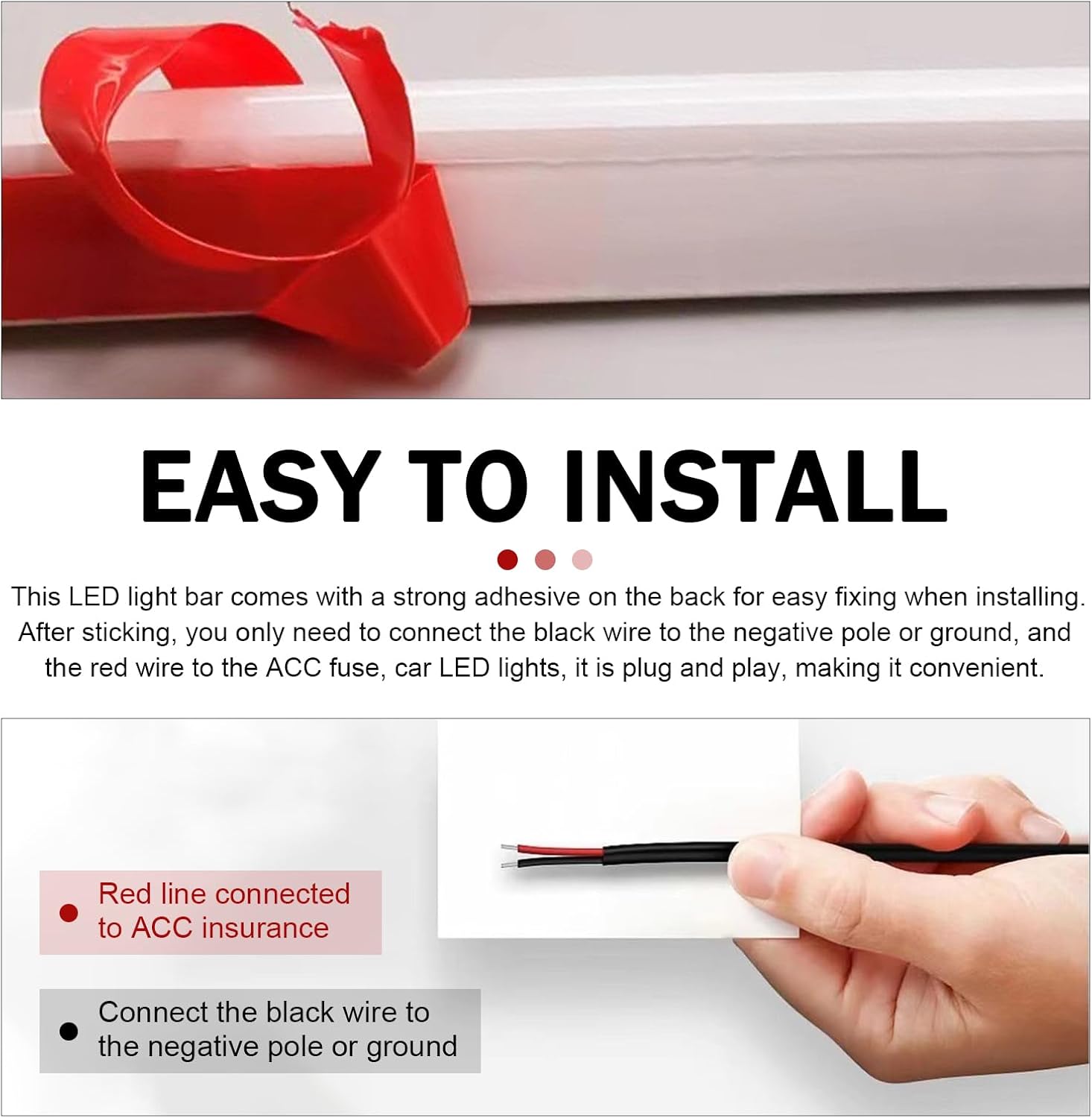 70 Inch Car Hood Light Strip White Waterproof Dynamic LED Hood Light Strip Universal 12V Exterior Flexible Daytime Running