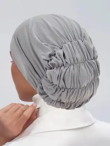 New Muslim Women's Solid Color Headscarf with Adjustable Back Strap, One Size Fits All Knit Hat, Stylish & Comfortable Accessory