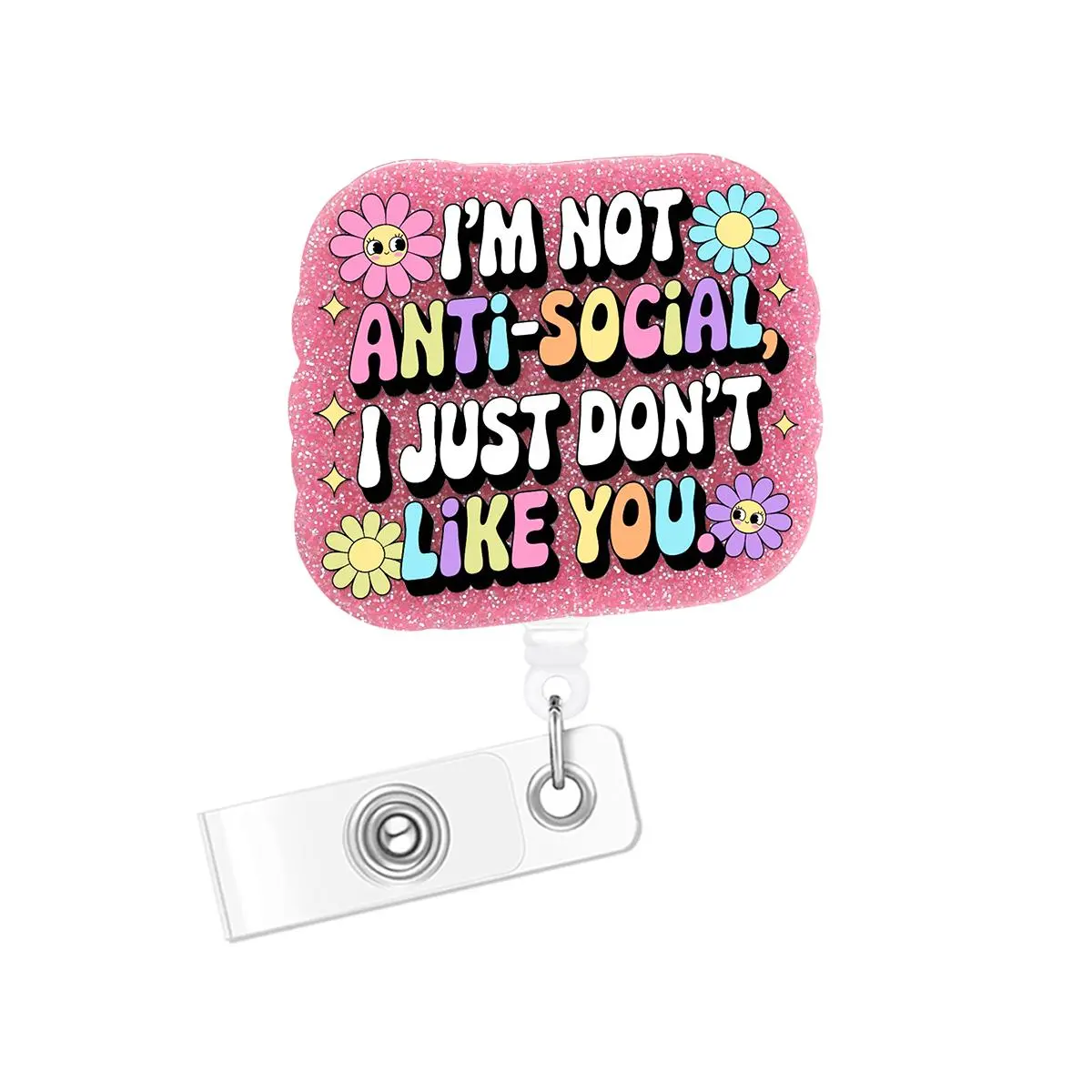 Acrylic Bling Retractable Badge Reel, 1 Count/3 Counts Belt Clip Retractable Name Badge Holder for Nurse Doctor Student Worker Volunteer, Badge Reels Retractable
