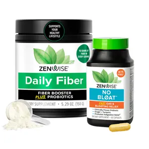 Zenwise Gut Comfort Bundle – Daily Fiber + No Bloat – Supports Regularity, Bloating & Gas Relief - Fast acting Relief & Long Term Gut Health Supplement When You Need It Most