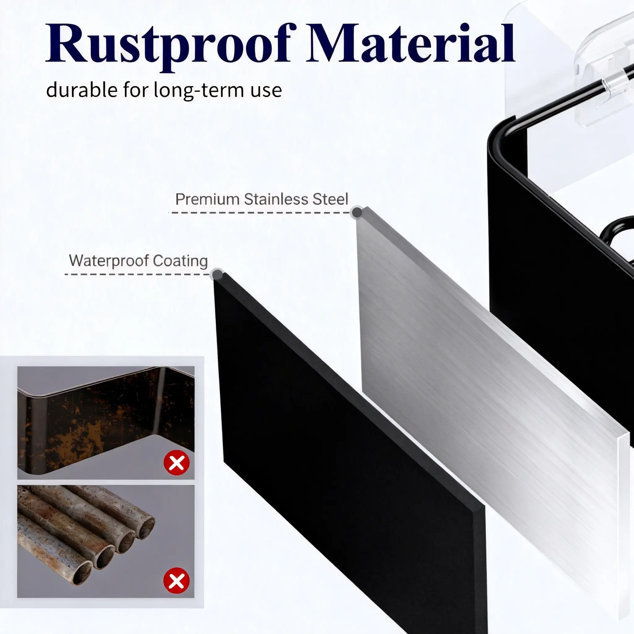 2 Pack Black Metal Shower Caddy Bathroom Shelves, Iron Spray Coated Wall Mounted Bathroom Organizer with Edge Guard Design, Rustproof Storage Rack for Shampoo, Soap and Toiletries, Space Saving Shower Shelf for Bathroom and Kitchen