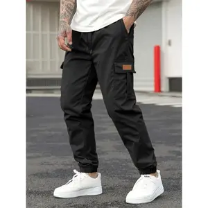 Men's Solid Color Jogger Cargo Pants - Breathable, Casual, Stylish Outdoor Trousers with Drawstrings, Perfect Gift for Men