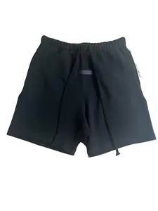 Men's Stretch Limo Black Cotton Sweat Shorts, Soft Casual Workout Tropical Style