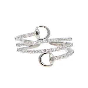 Snaffle Bit Ring Platinum Plated Micro Pave CZ for the Horse Lovers!  Gorgeous!  Sparkly!