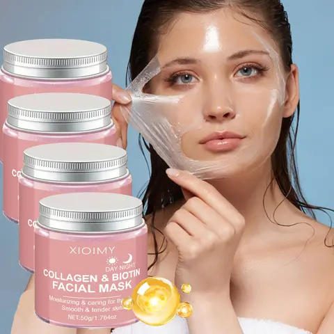 4pcs Collagen and Biotin Mask, Alcohol-Free, Deep Moisturizing, Boosts Facial Elasticity, Brightens and Adds Glow, Glowing Facial Mask, Face Mask