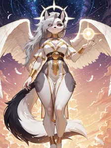 Heavenly Wolf Queen Stickers – Angelic Furry Fantasy Art Set