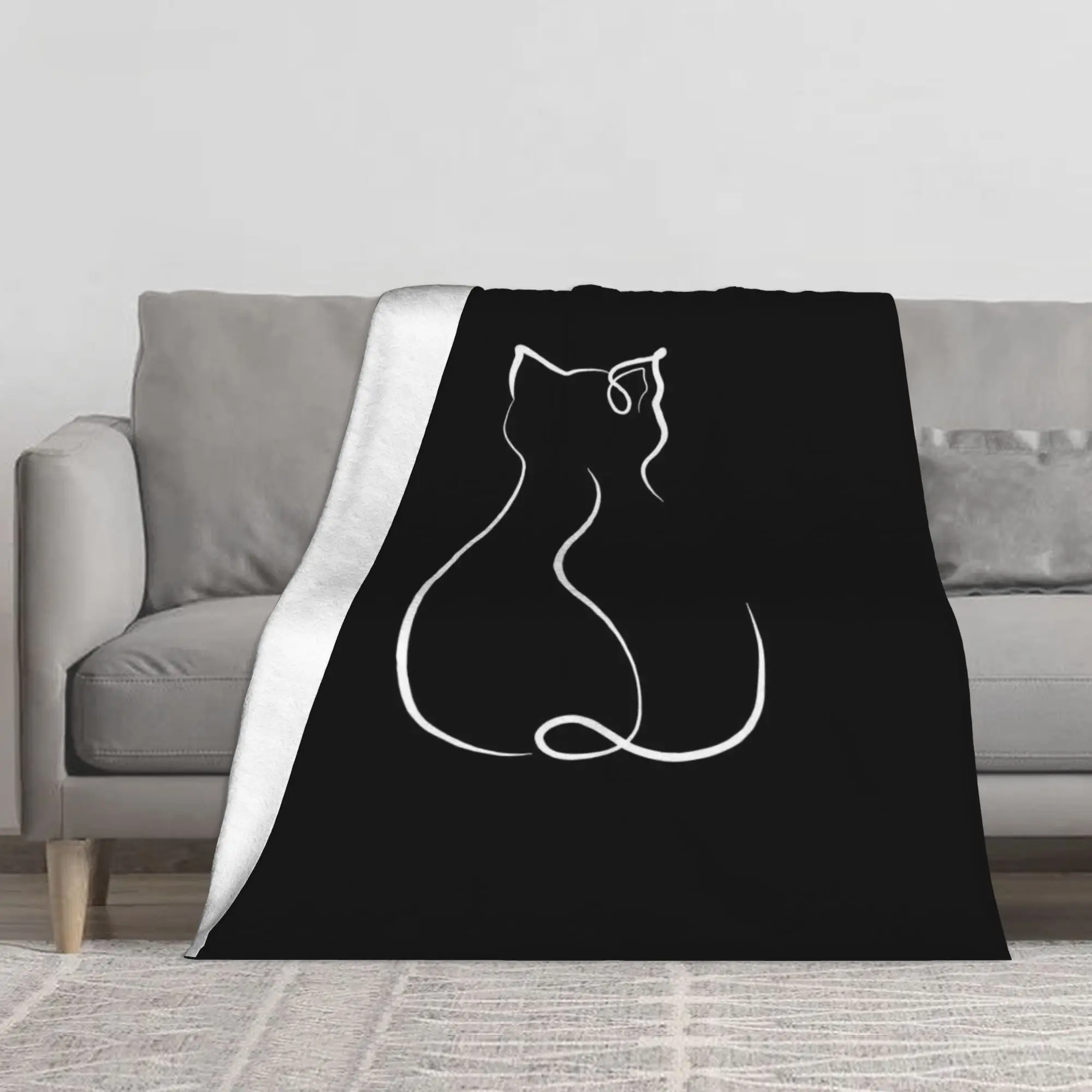 Abstract Line Art Flannel Throw Blanket | Modern Geometric Sofa Cover for Home Decor, Unique Gift Idea 2KBODWC