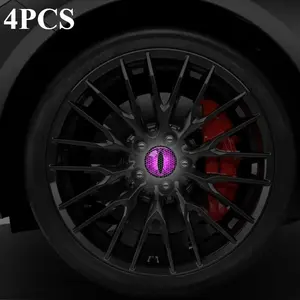 Cartoon Cat Eye Reflective Sticker, Self-adhesive and Durable Car Wheel Decal, Night Driving Safety Warning Sign, Vehicle Fun Decorative Sticker