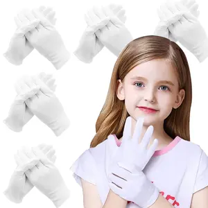 24 Pcs Cotton Moisturizing Gloves for Women Kids Dry Hands & Eczema Reusable Stretchable White Cloth Gloves