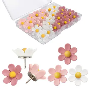 30 Pcs Decorative Flower Push Pins - 3 Colors, Women's Cute Office Decor for Cork Bulletin Boards, Photos Walls - Sewing Tool Kit Supplies for Christmas