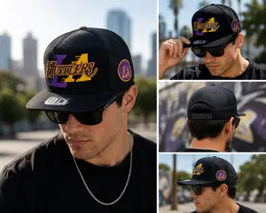LA Hustlers Snapback Hat – Purple & Gold Embroidered Streetwear Cap | Adjustable Performance Snapback