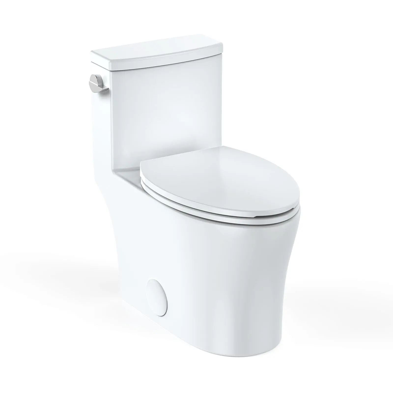 【GARVEE】One-Piece Elongated Toilet with Soft Close Seat in Crisp White, Features Quiet Left Side Trip Lever Flush, Dual Tornado Flush Options (1.28 & 1.6 GPF), Comfort Height, High-Efficiency Supply, Fits 12" Rough-In