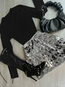 Elegant Women's Skirt Set Crop Tops for Formal Occasions, Holiday Parties, Casual Elegance, Christmas Party, Office Wear, Evening Dates