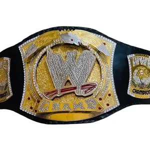 World Heavyweight Wrestling Spinner Championship Belt Replica Adult Size 4MM BLT Leather Buckle Belt Waistband Buckle