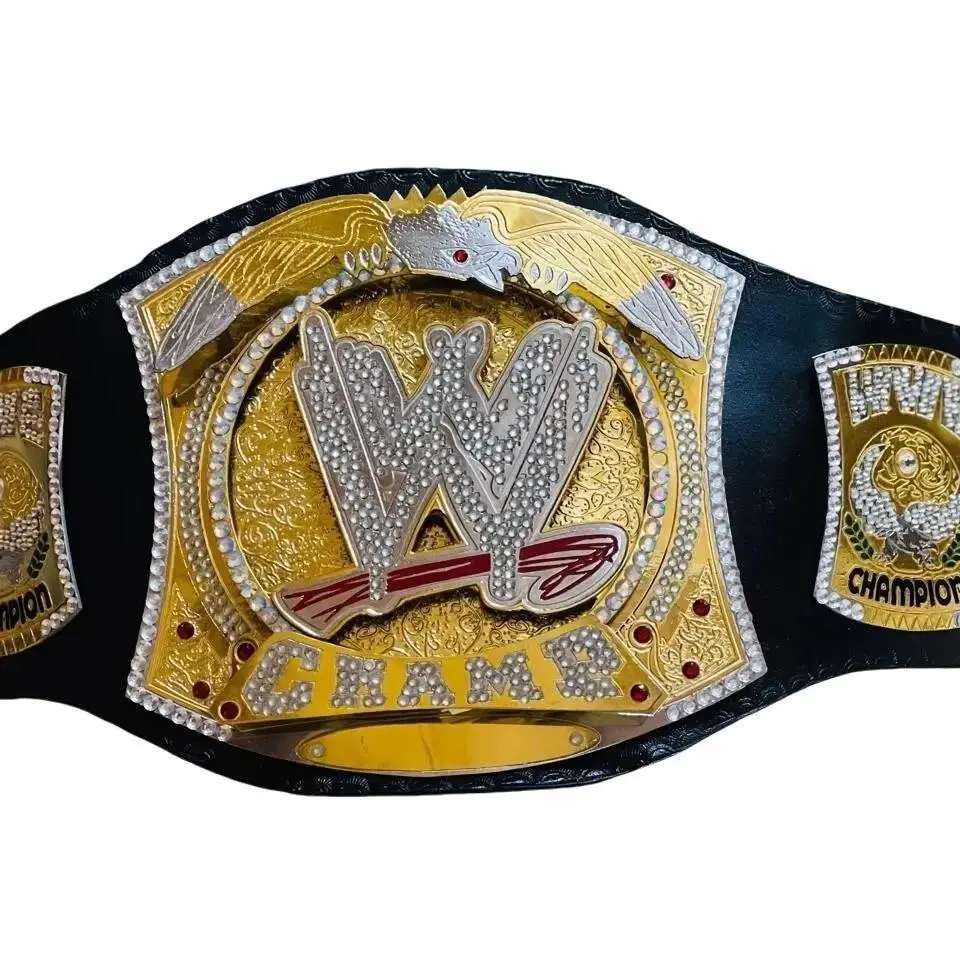 World Heavyweight Wrestling Spinner Championship Belt Replica Adult Size 4MM BLT Leather Buckle Belt Waistband Buckle