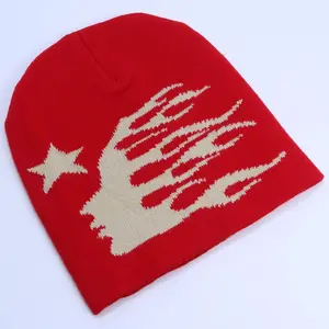 Hell-star Trendy unisex beanie hat with cool graphic design – soft knit, comfy fit, perfect for daily street looks