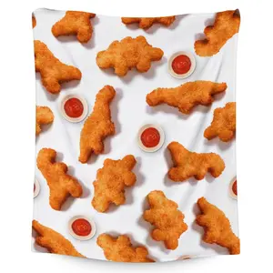 Dinosaur Chicken Nugget Blanket - Soft, Fuzzy & Warm Flannel Throw Blankets - 40×50  ines