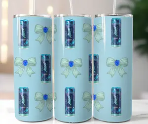 Alani Nu Breezeberry Energy Drink Stainless Steel Themed Tumbler 20 oz Beverage Bottle Drinkware Lid Reusable Alani Themed Cup