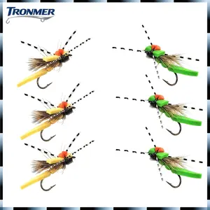 3pcs Foam Grasshopper Fly Fishing Lures - Floating Topwater Bait with Realistic Grasshopper Design, Green Orange Accents, Durable PPS Material for Bass Trout Panfish in Freshwater & Saltwater, Fishing Lures And Baits, Natural Appearance, Highquality Lure