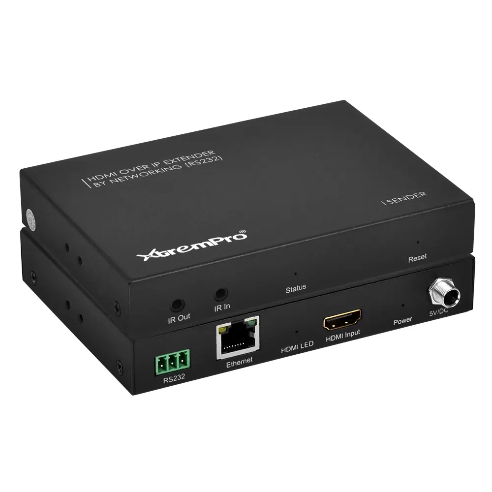 Xtrempro 20KM HDMI Over IP Fiber Optic Extender Kit with Bi-Directional IR & RS232 Control, 1080P@60Hz M-JPEG TCP/IP HDMI Transmitter Receiver for Meeting Room Classroom Mall Digital Signage Airport Industrial AV System, Local Stock